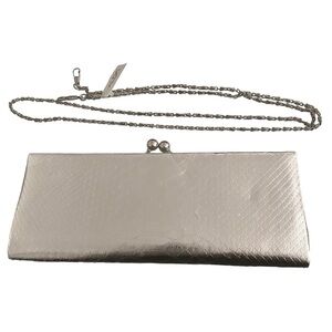 Aldo Silver Snake Print Clutch with Silver Chain Strap